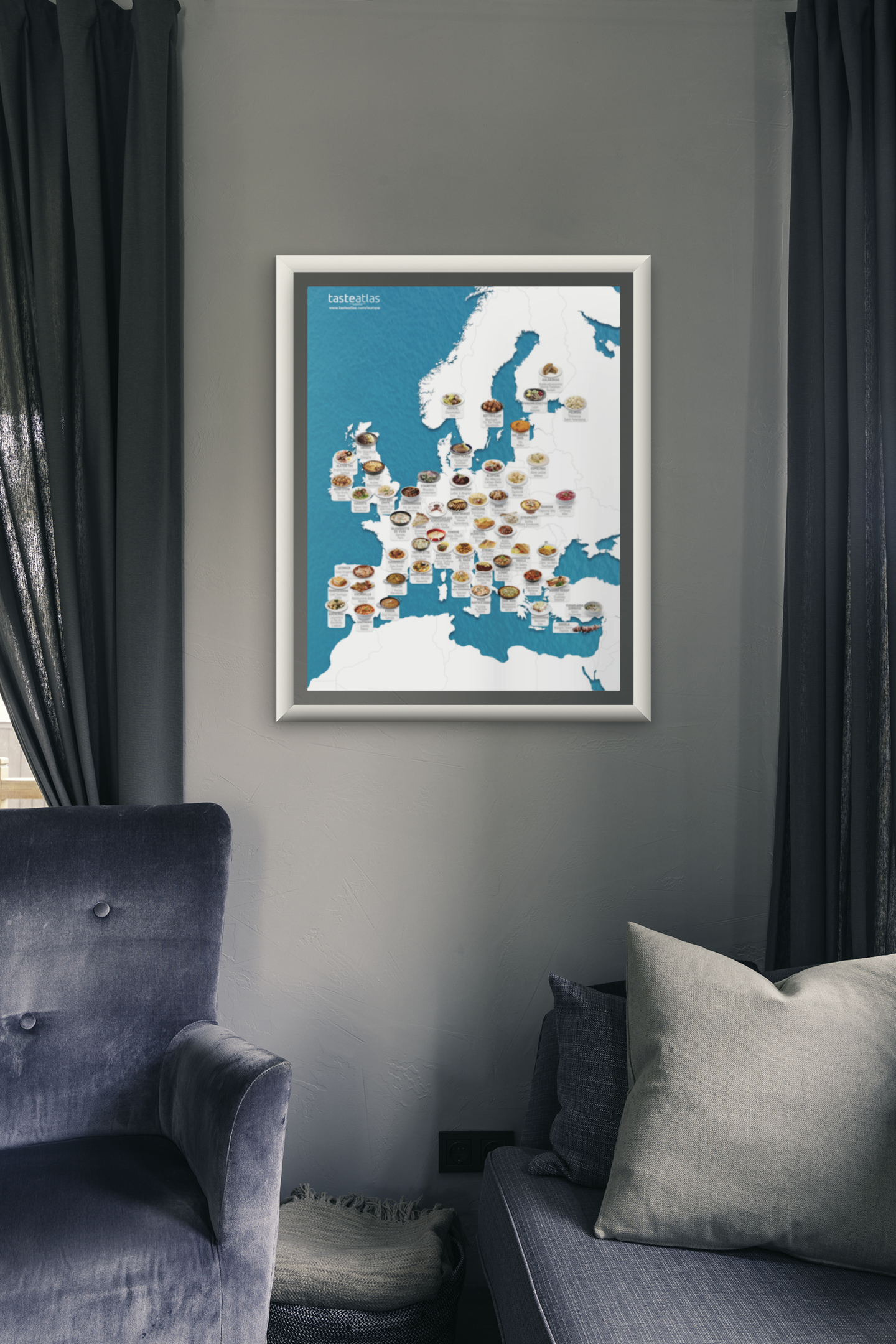 European Iconic Dishes Map Poster (in)、mySite、camillekostekn