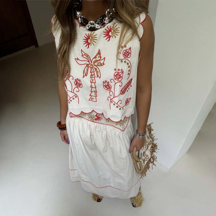 Cream and Red Pollenca Top、mySite、solidvoid