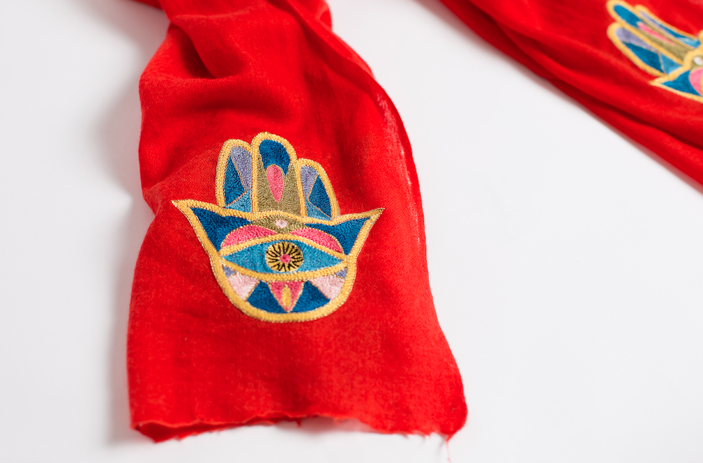 Hamsa Cashmere Scarf - Red、mySite、topwebapps