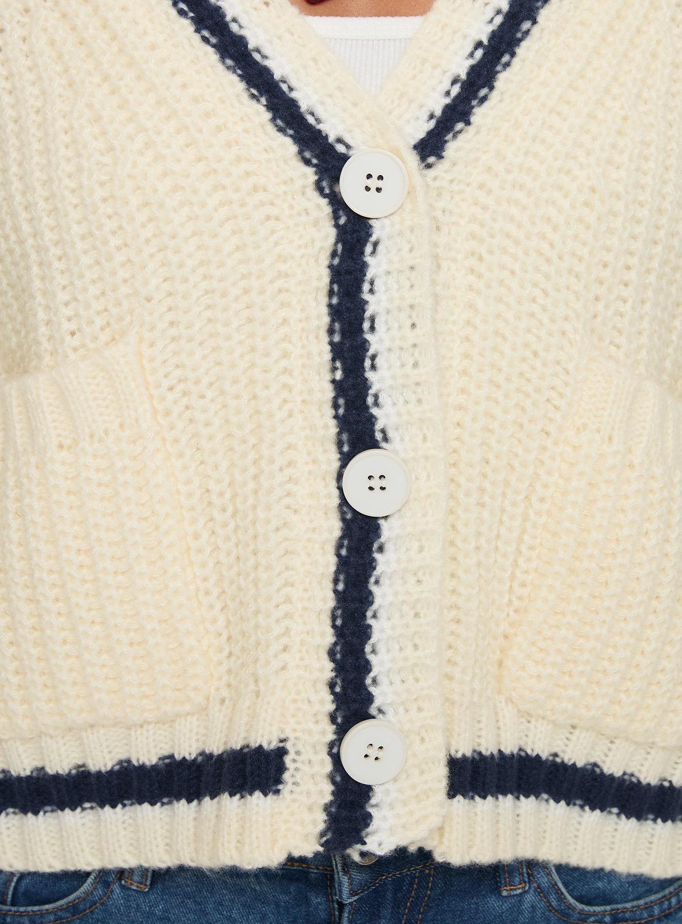 Tavian Knit Cardigan Navy / Cream、mySite、solidvoid