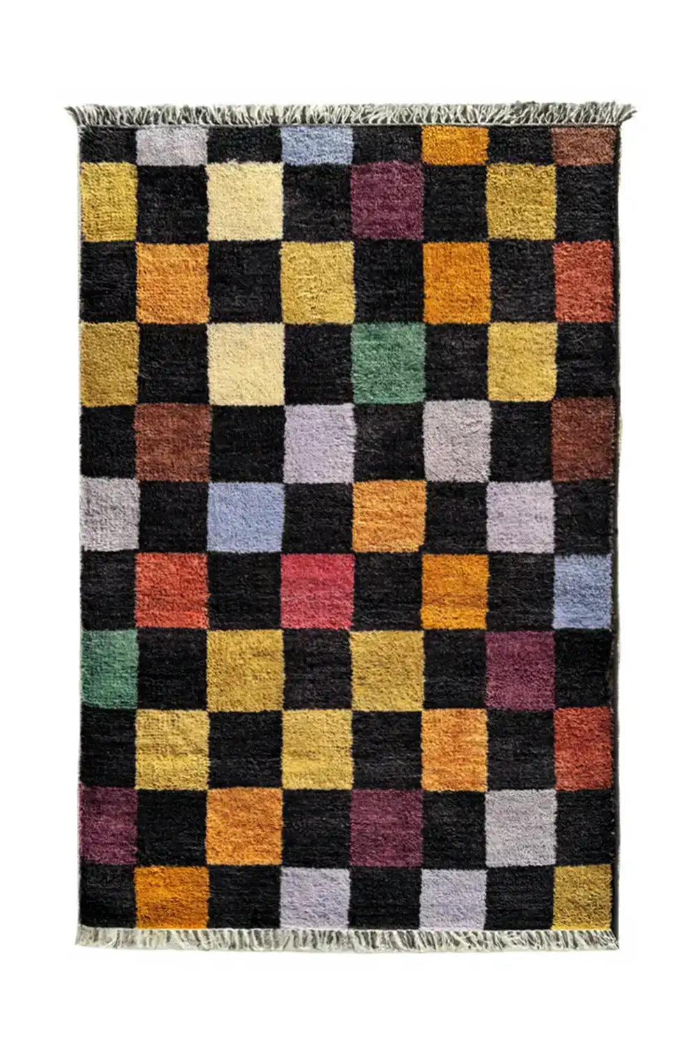 Colorful Checkered Hand Knotted Wool Rug、mySite、gigharbornorthrealestate