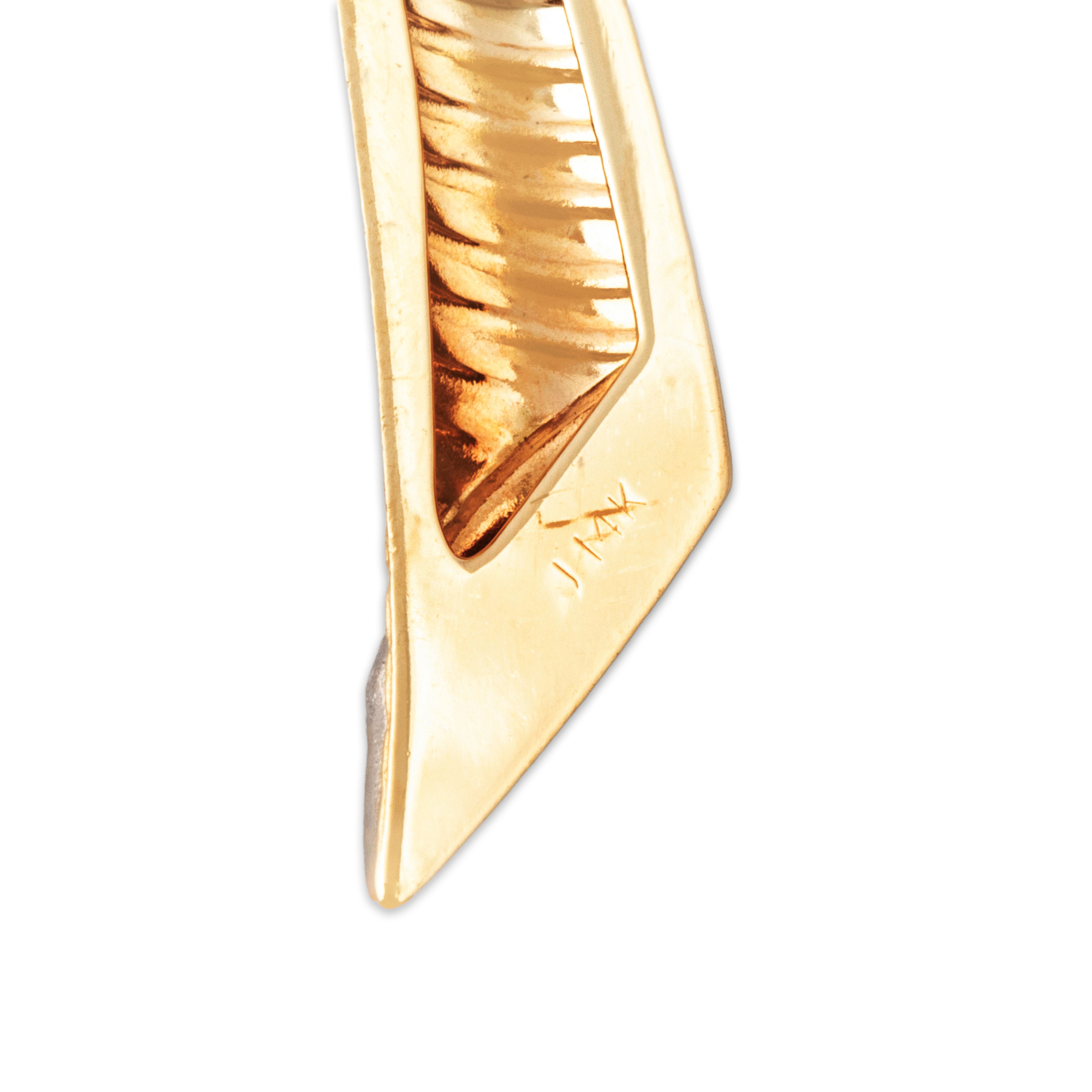 Vintage 14k Yellow & White Gold Diamond Ribbed Long Dangle Earrings、mySite、hinf8tx79