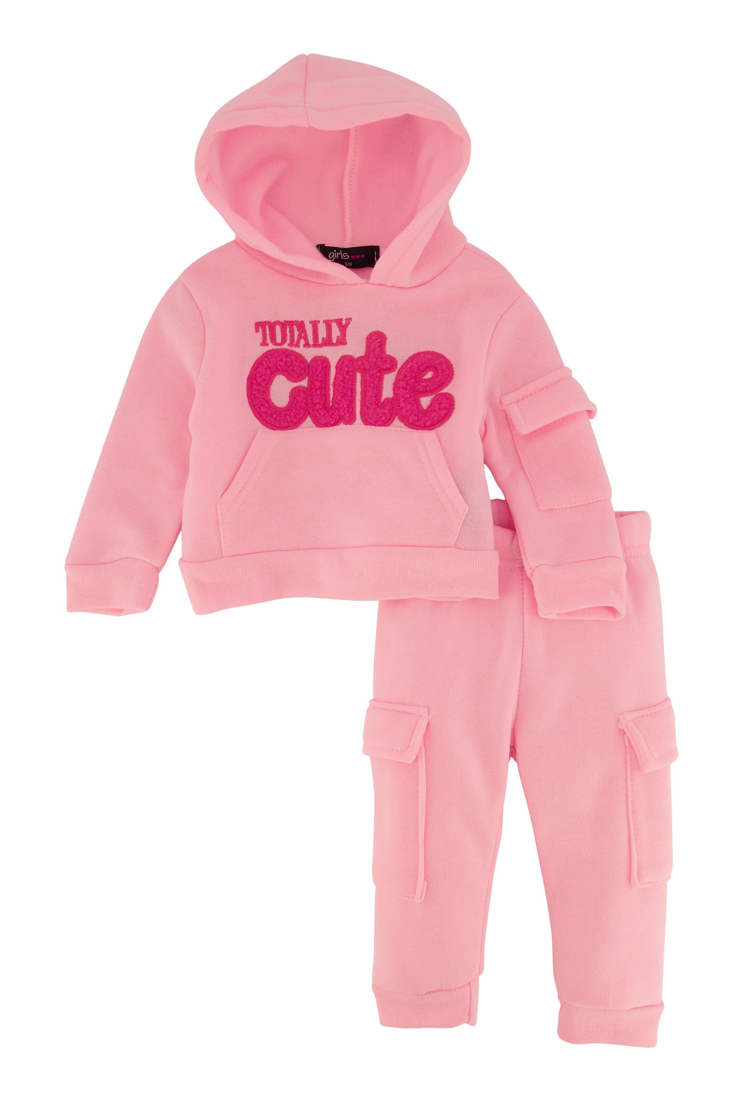 Baby Girl 0-9M Totally Cute Chenille Graphic Hoodie and Joggers、mySite、camillekostekn