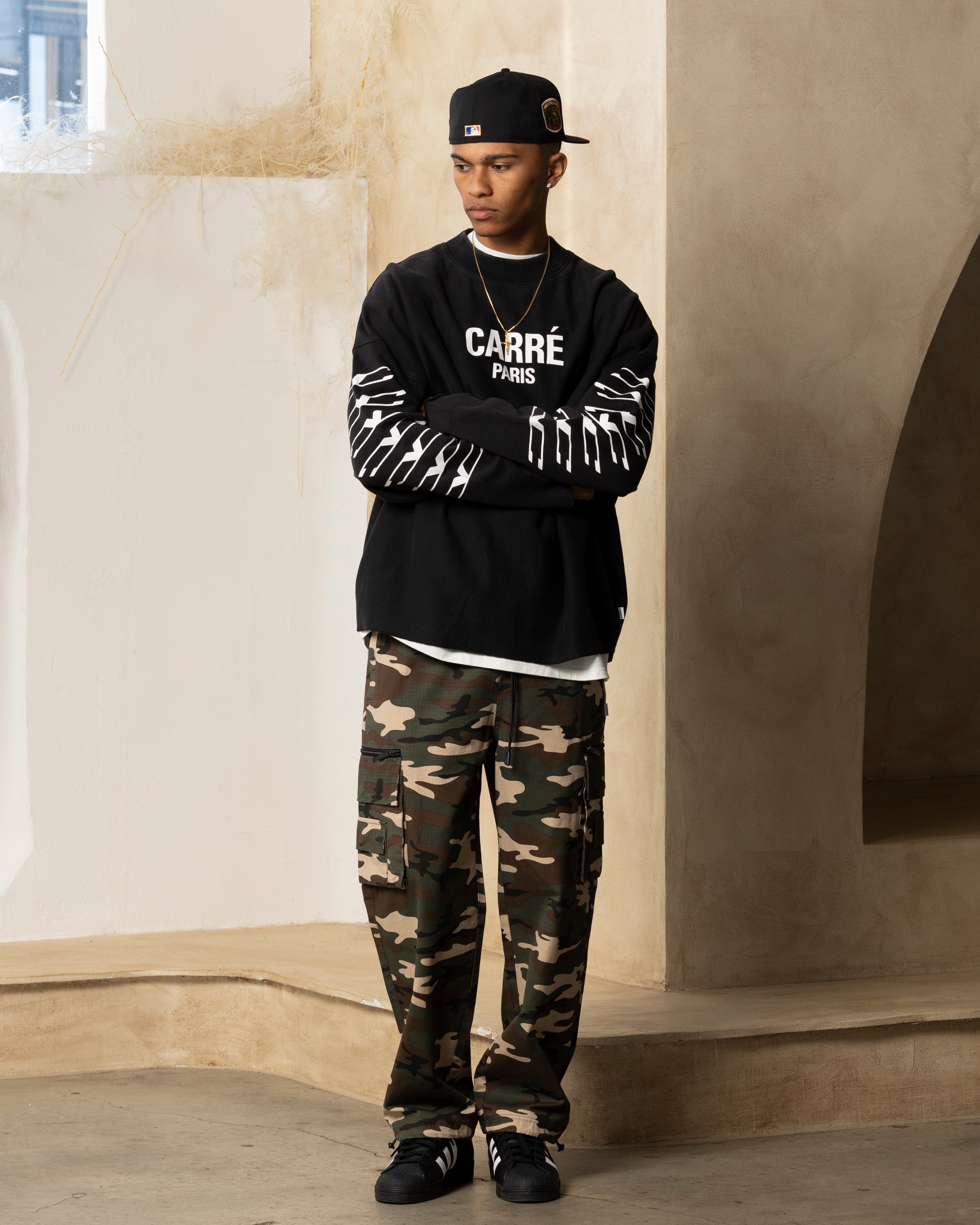 Carre Revolution Cut Off Oversized Crewneck Washed Black、mySite、zt4zffjzw