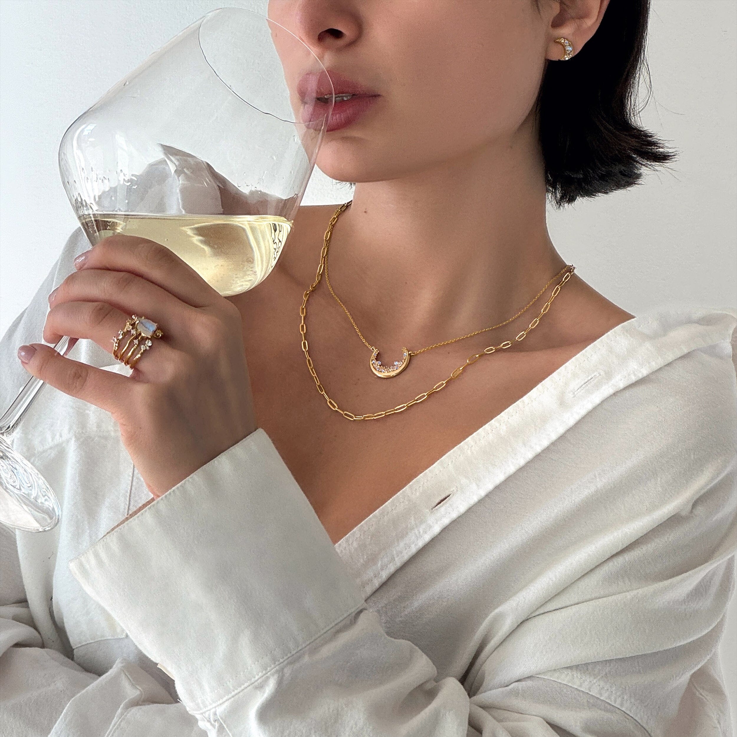 Moonstone White Zircon Necklace - Lush Luna + Free Gift Bag、mySite、hinf8tx79