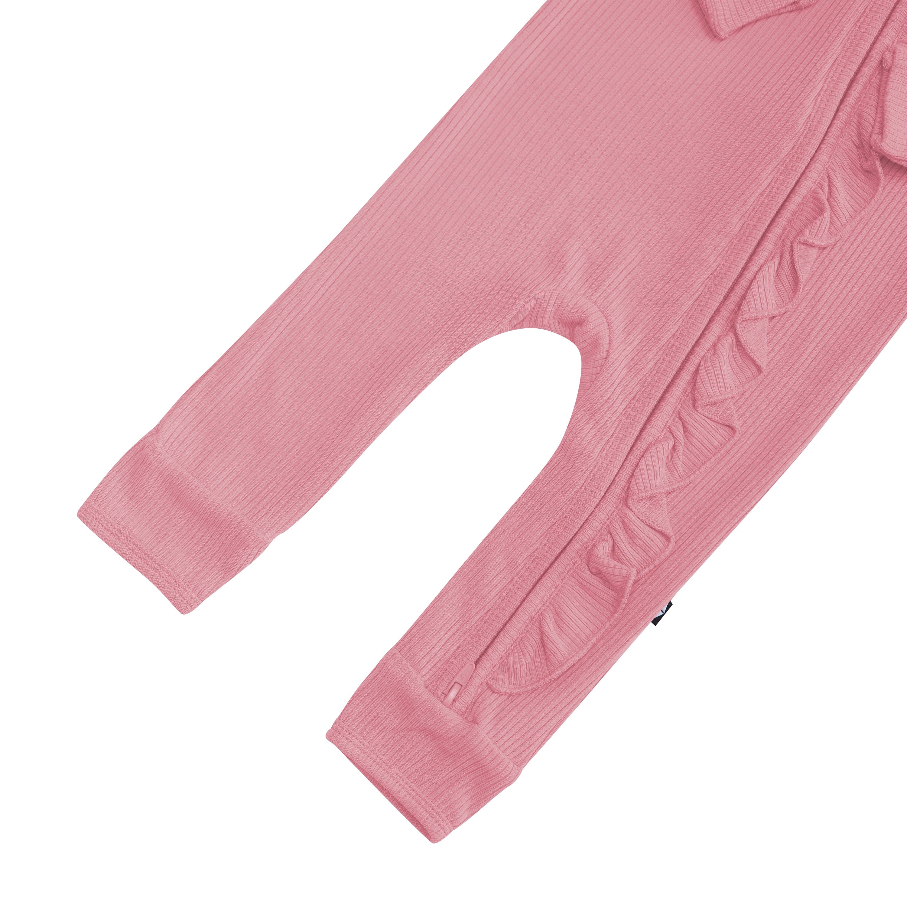  Ribbed Ruffle Zipper Romper in Apple Blossom、mySite、layawaytickets