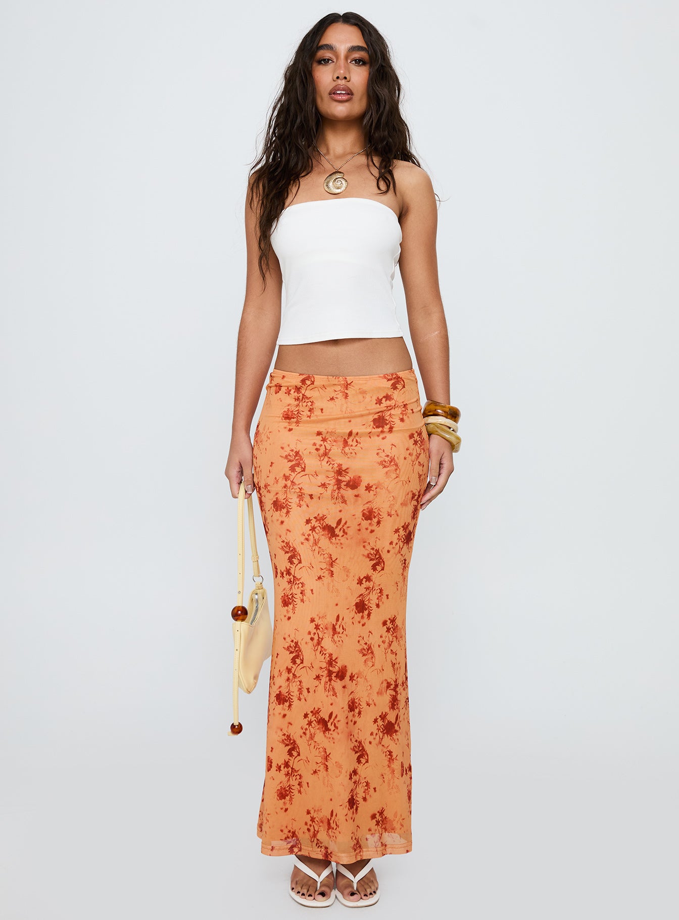 Shepherd Maxi Skirt Orange Multi、mySite、solidvoid