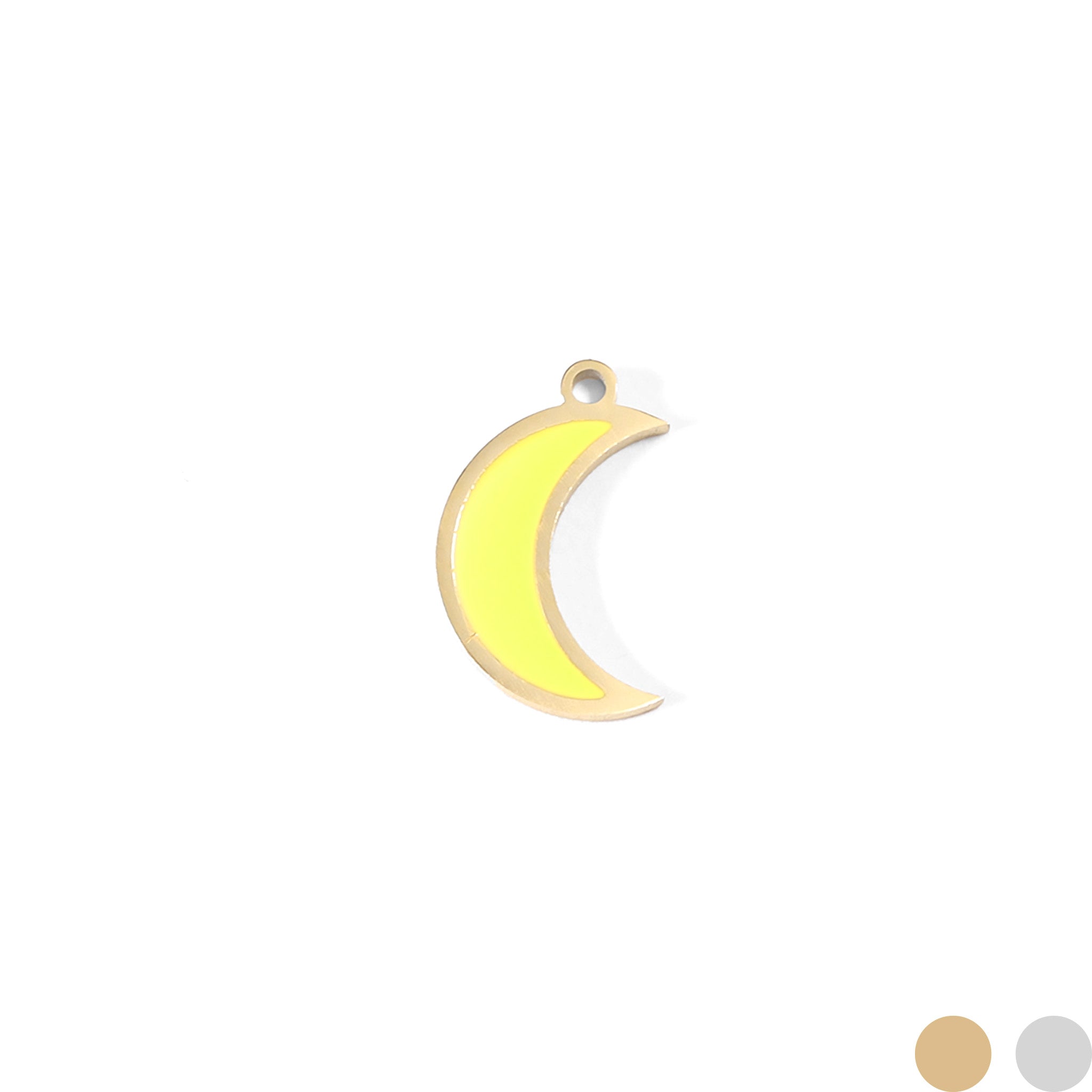 18K Gold PVD Stainless Steel Epoxy Yellow Crescent Moon Charm / PDL0075、mySite、dreamappss