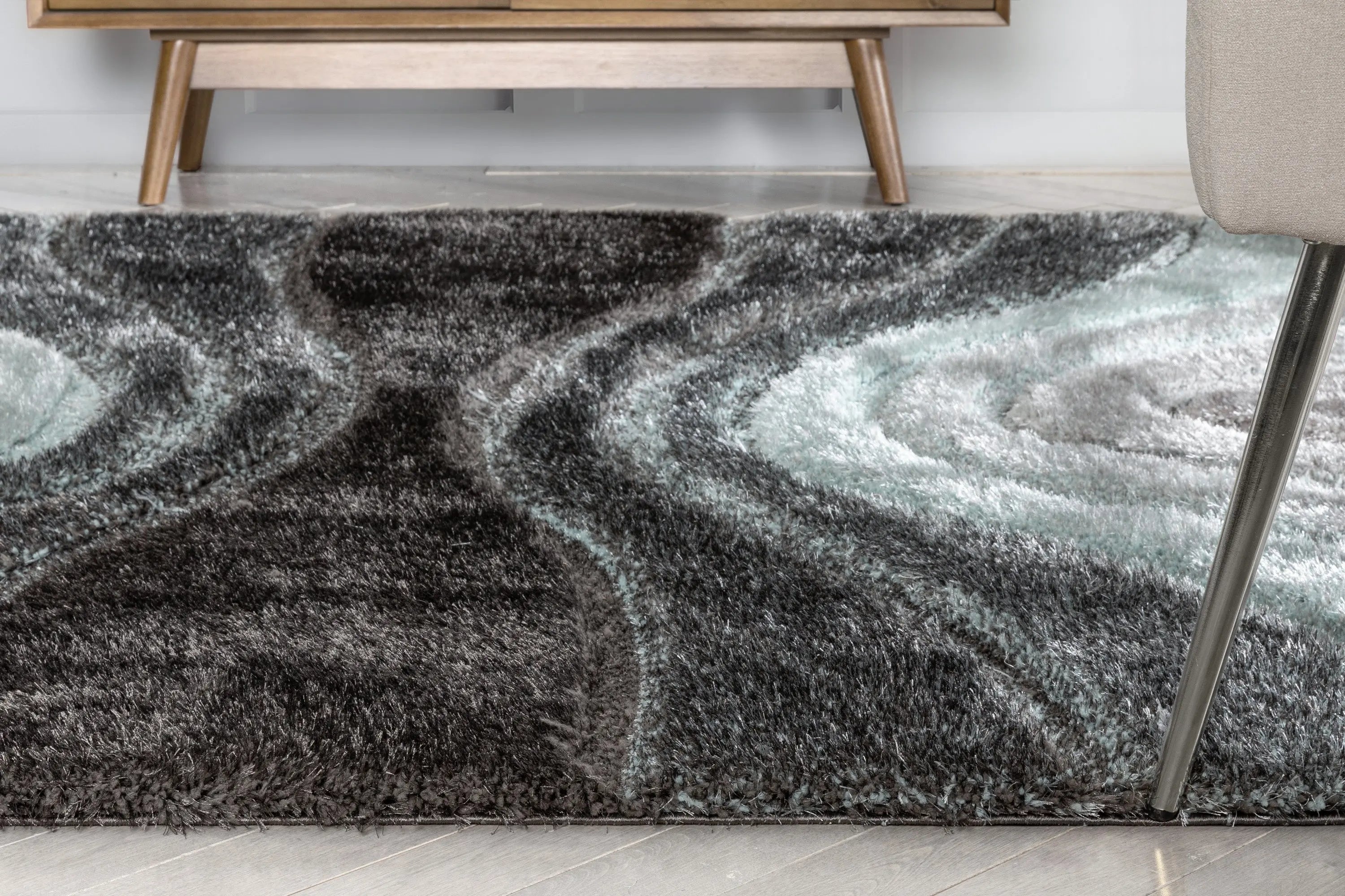 Luz Modern Geometric Light Blue 3D Textured Thick & Soft Shag Rug、mySite、gigharbornorthrealestate