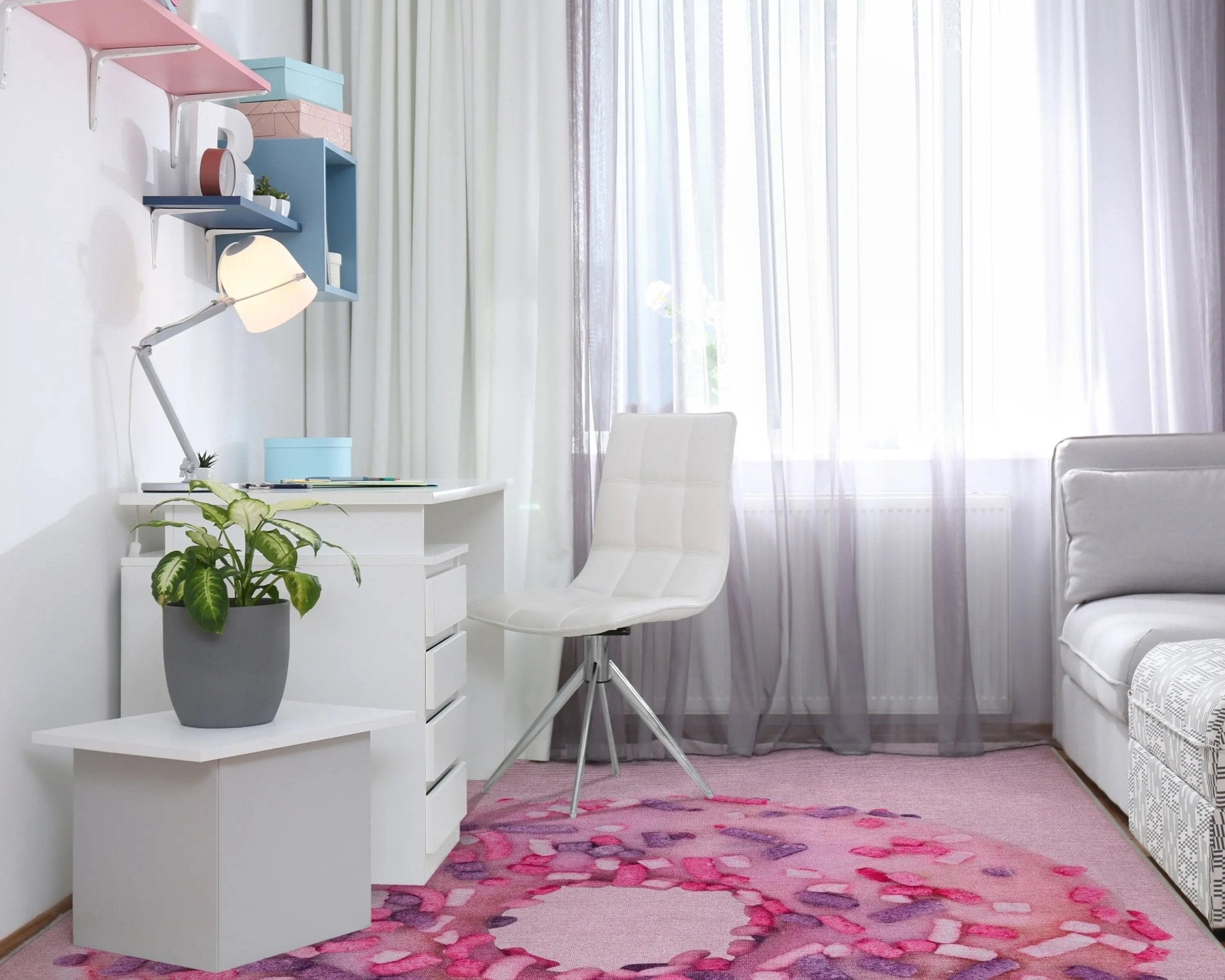 Pink Sprinkles Donut Novelty Pink Flat-Weave Rug、mySite、gigharbornorthrealestate