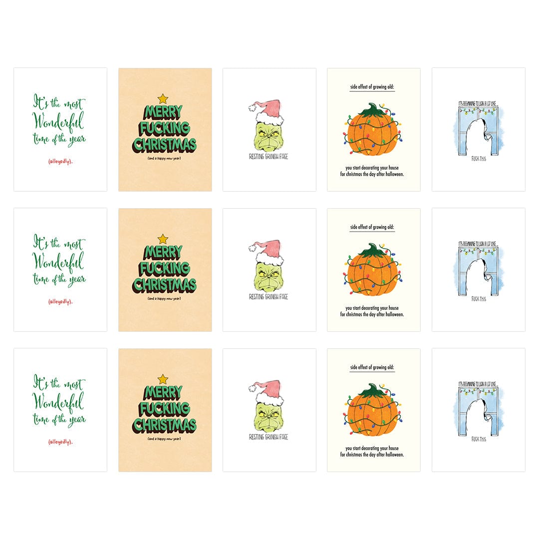  Sarcastic Christmas Cards 15 Pack (3x of each design)、mySite、ghnorth