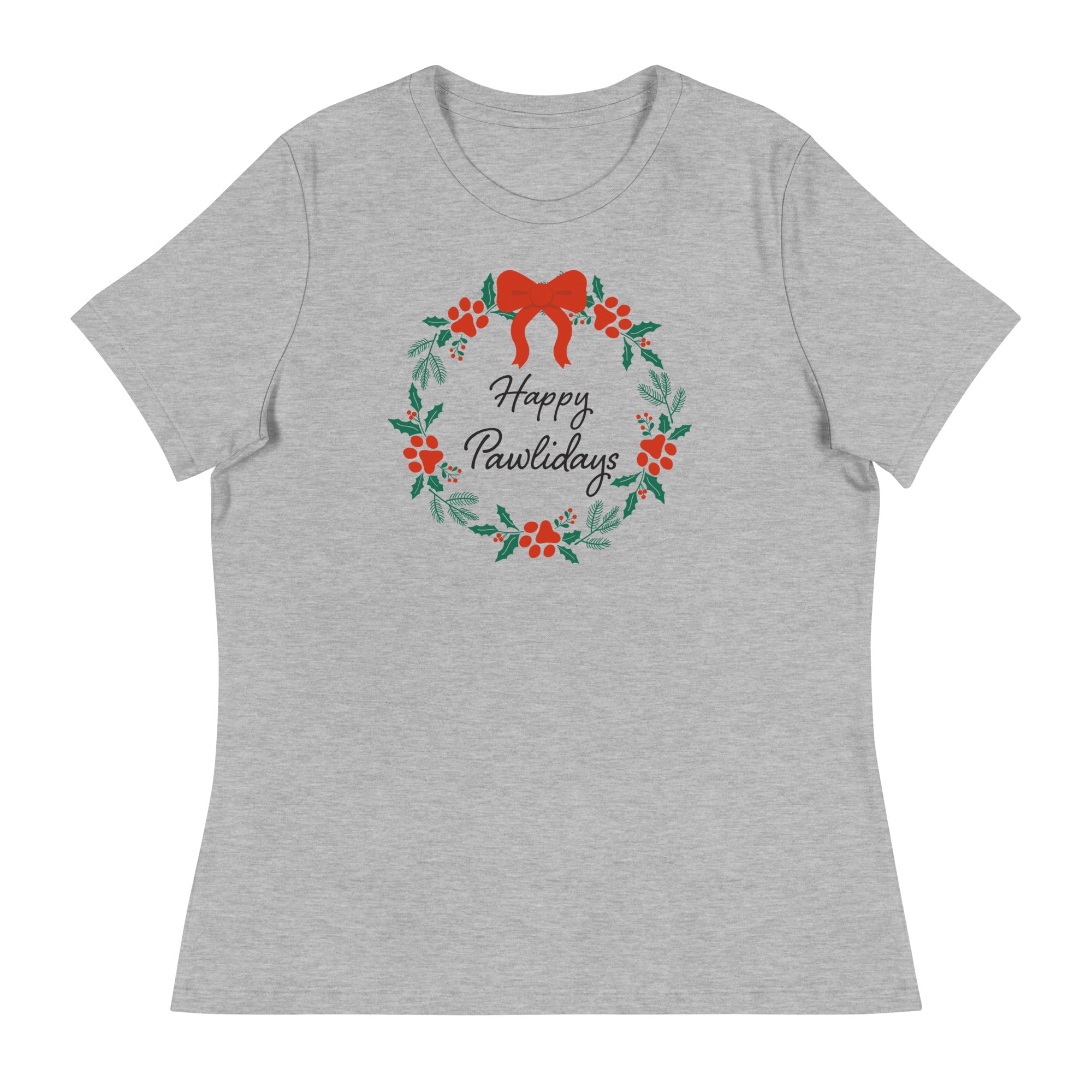 Happy Pawlidays Wreath Women's Relaxed T-Shirt、mySite、camillekostekn