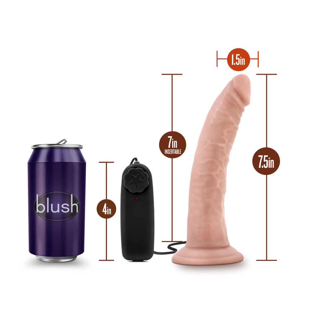 Dr. Skin By Blush® | Dr. Dave Realistic Vanilla 7.5-Inch Long Remote Control Vibrating Dildo With Suction Cup Base、mySite、bottomscart