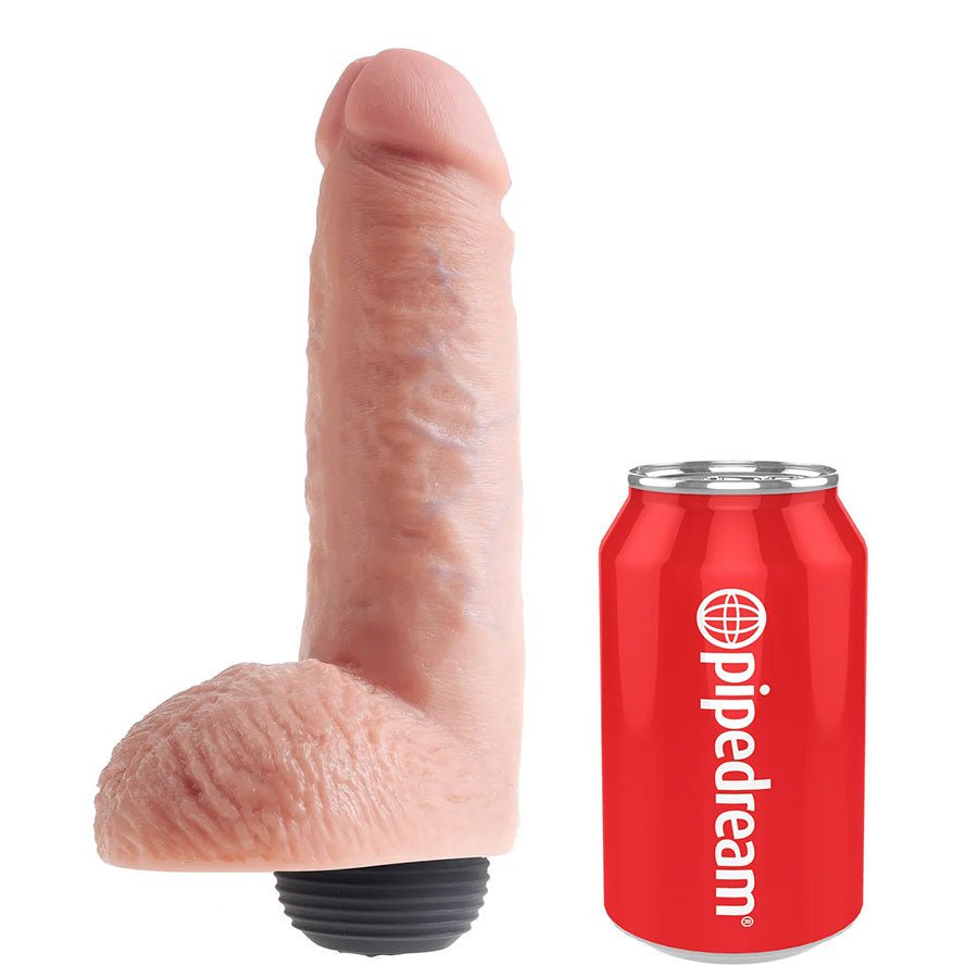 King Cock 8 Inch Squirting Realistic Dildo with Balls (Tan/White)、mySite、bottomscart