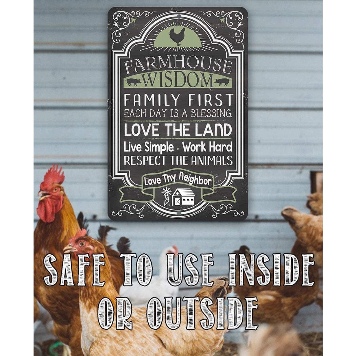 Farmhouse Wisdom - Metal Sign Handmade in the USA、mySite、g9winljtr