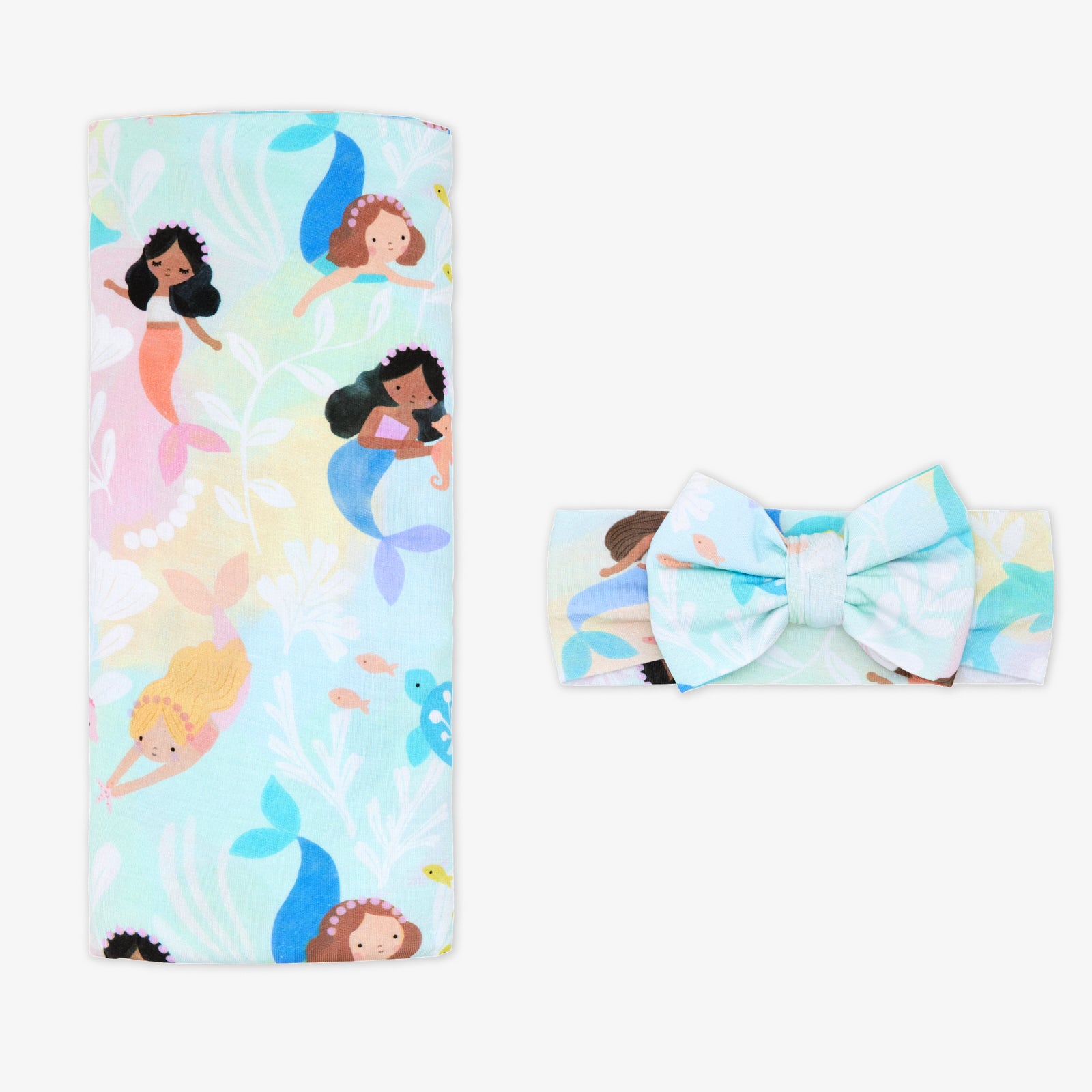  Mystic Mermaids Swaddle & Luxe Bow Headband Set、mySite、layawaytickets