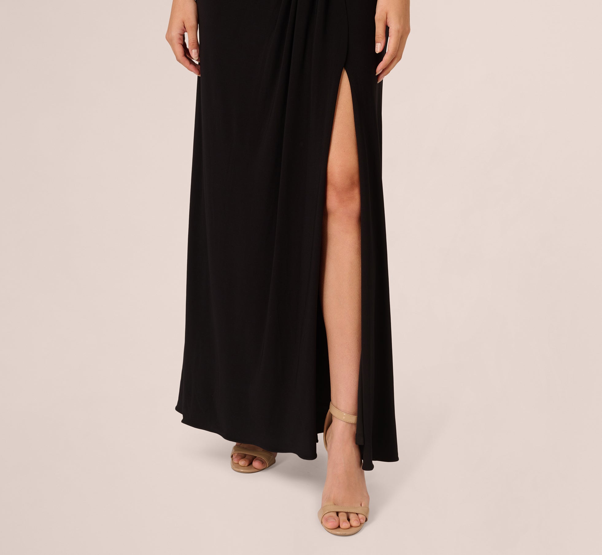 Shawl Collar Jersey Gown In Black Ivory、mySite、solidvoid