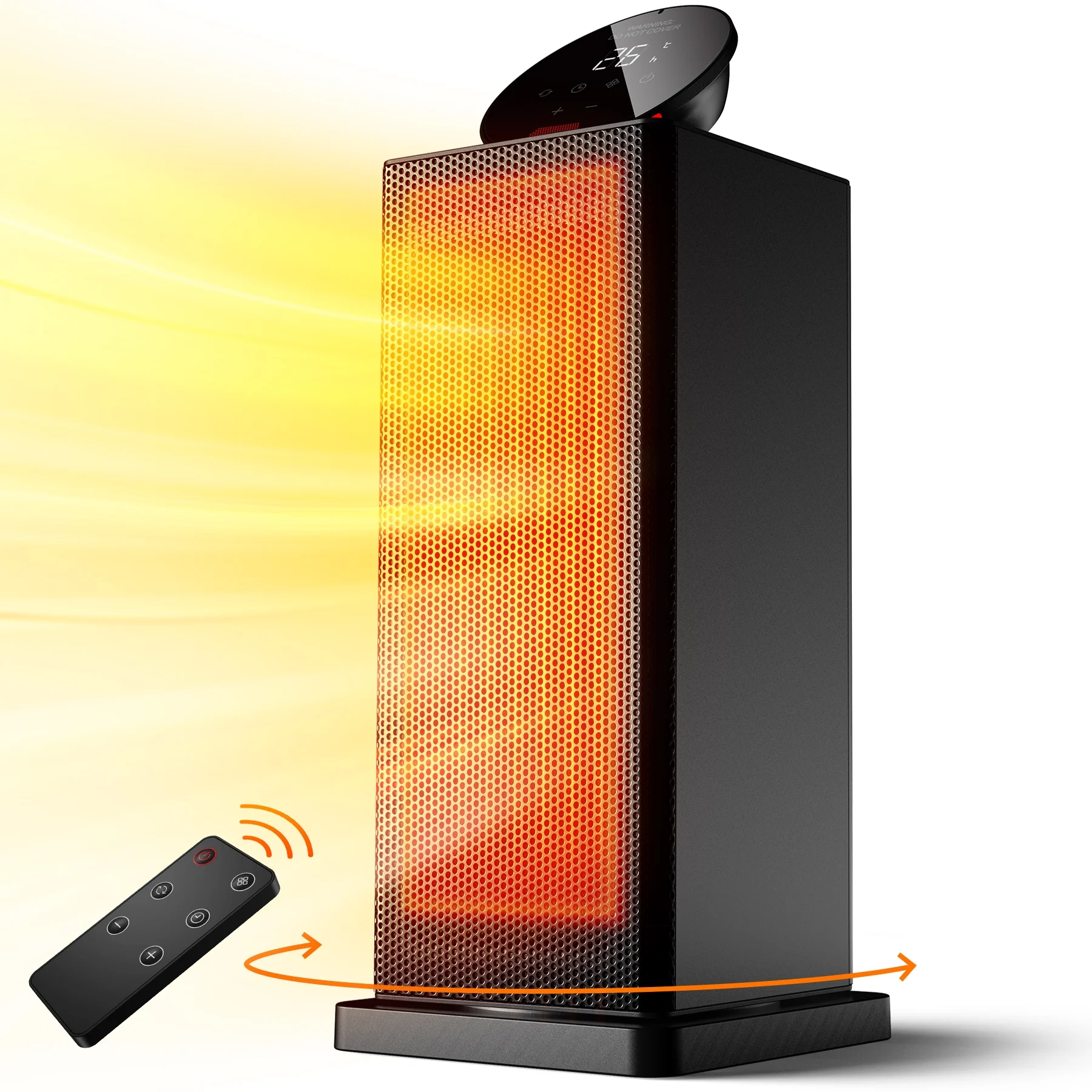 Kloudi 1500W PTC Ceramic Space Heater with LED Display and Remote Control Black、mySite、fannypackpong