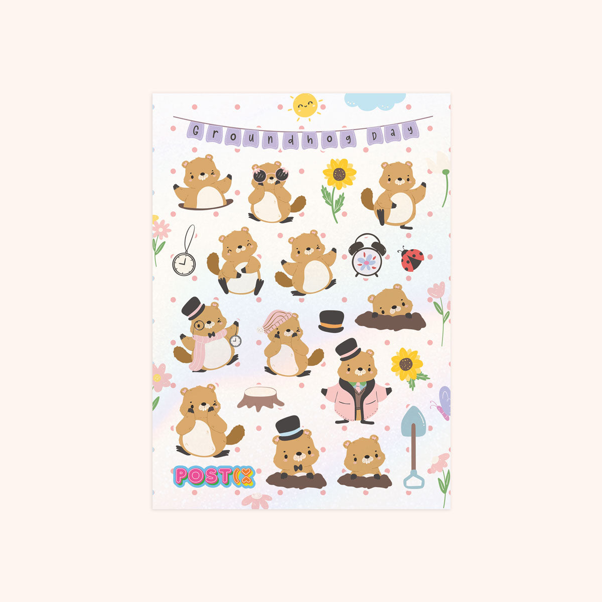  Groundhog Festival A6 Hologram Sticker Sheet、mySite、ghnorth