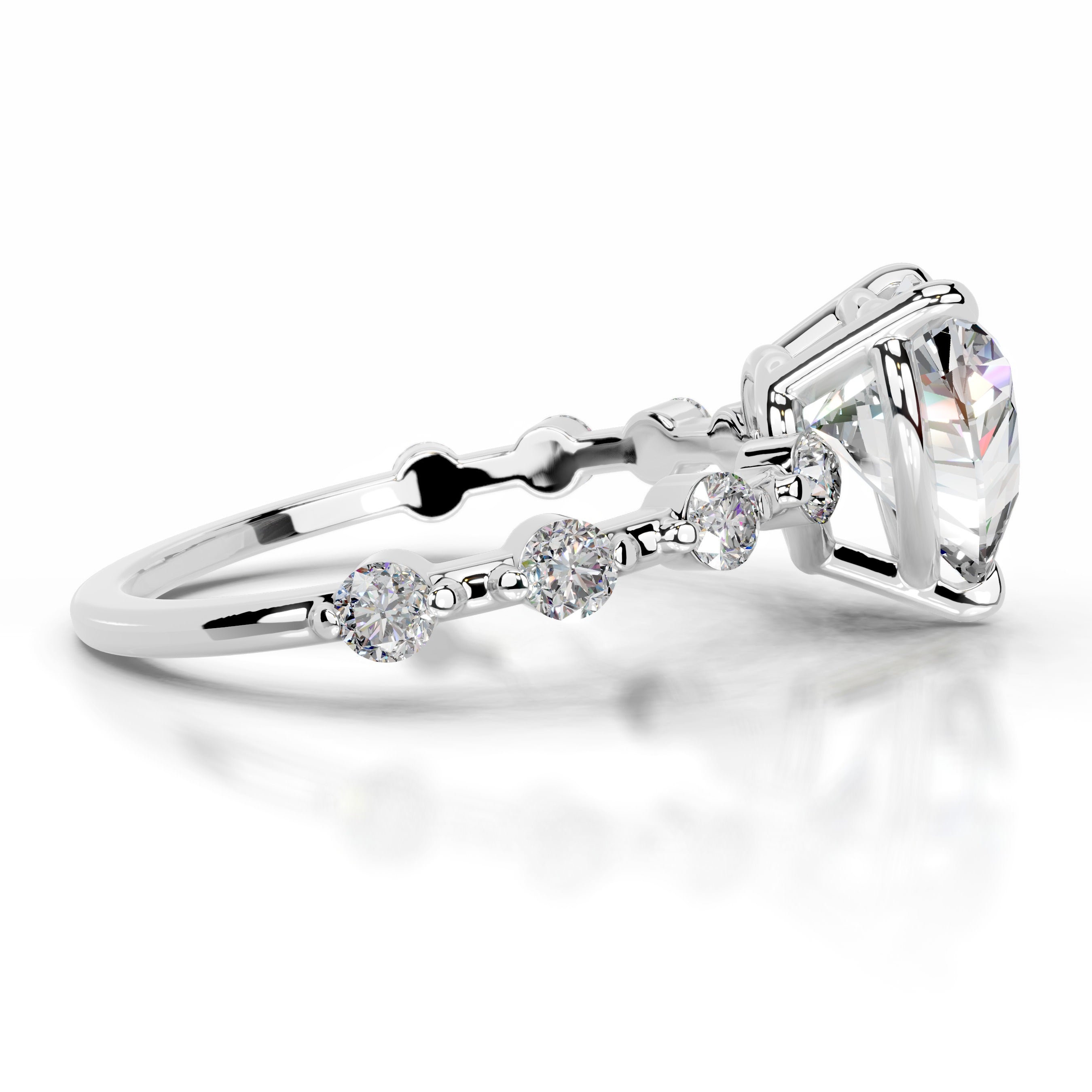 Bell Moissanite & Diamonds Ring - 18K White Gold、mySite、hinf8tx79