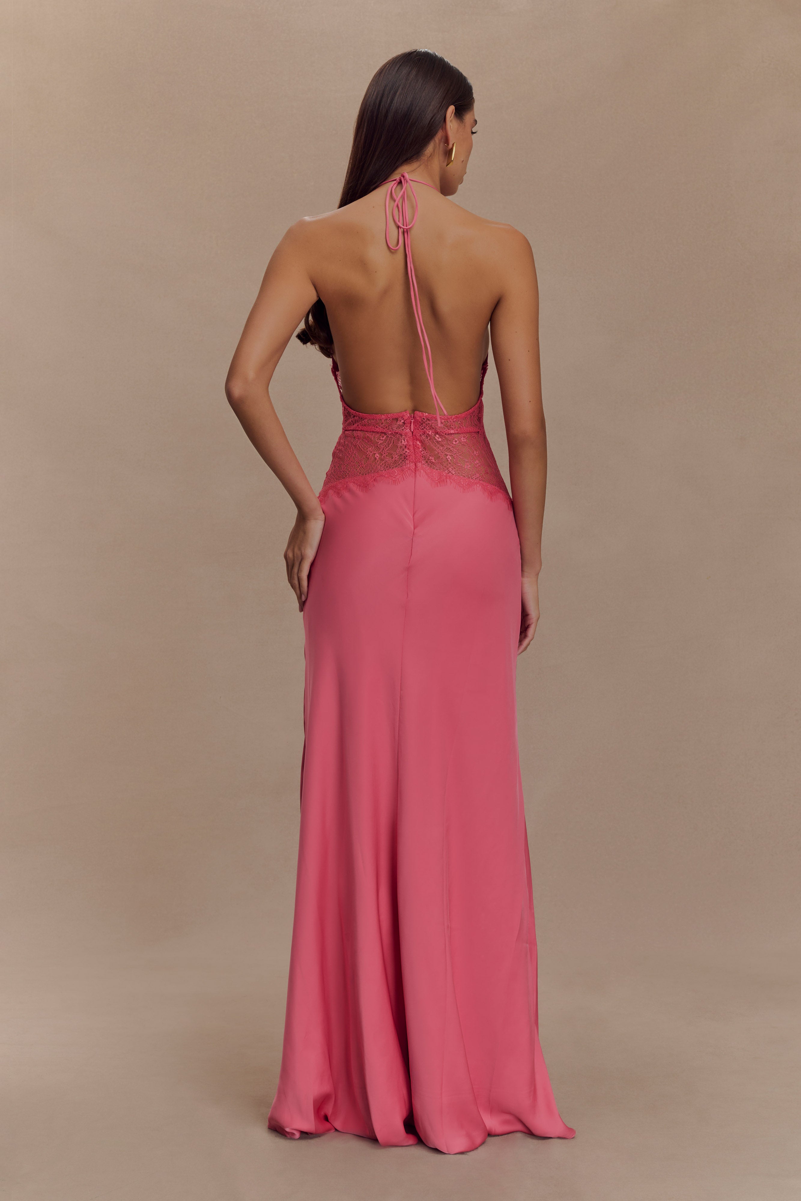 Dinah Lace And Satin Maxi Dress - Blush Rose、mySite、solidvoid