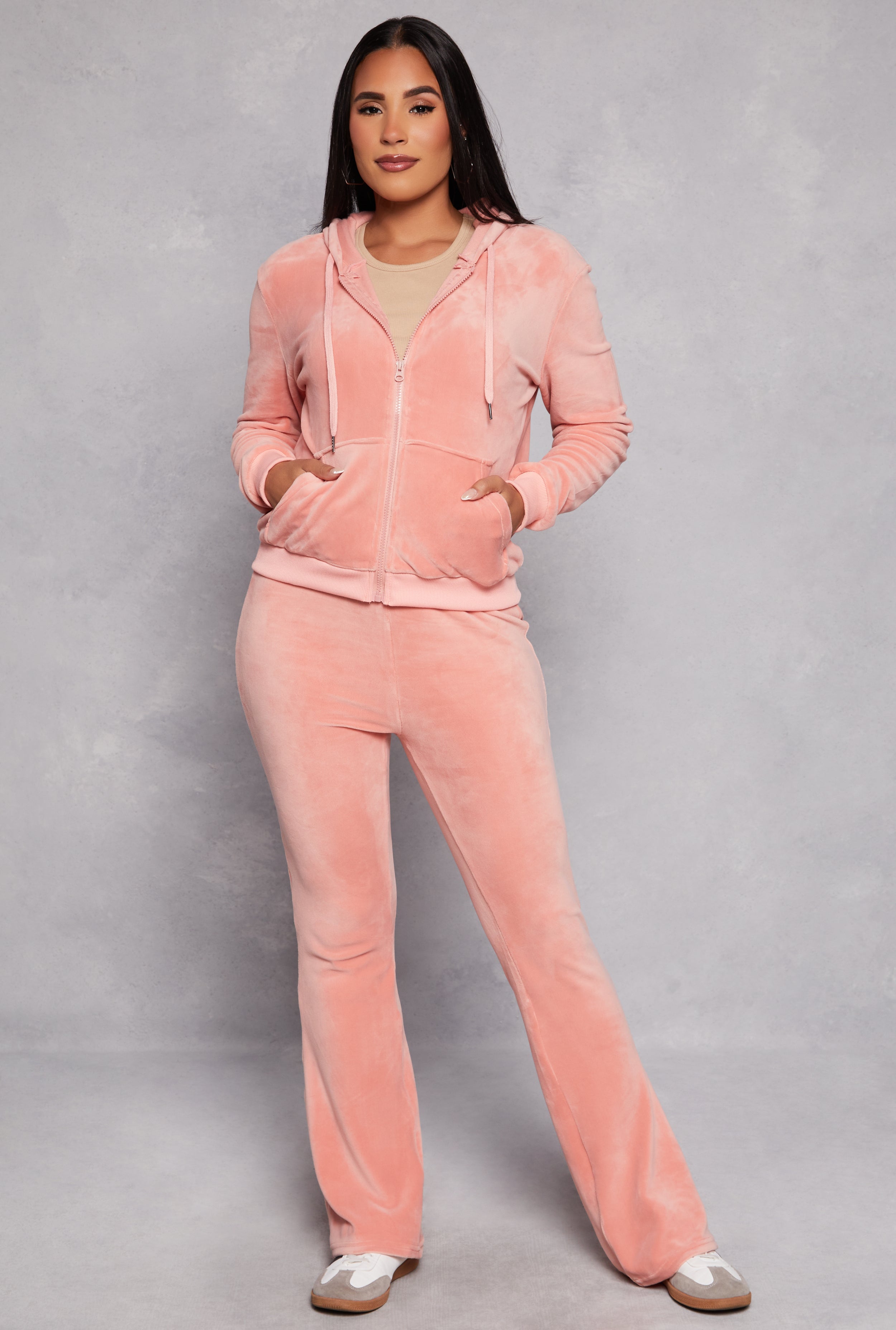 Velour Zip Front Hooded Top、mySite、camillekostekn