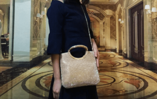 Glittering Gold Rhinestone Evening Bag with Handle、mySite、g9winljtr