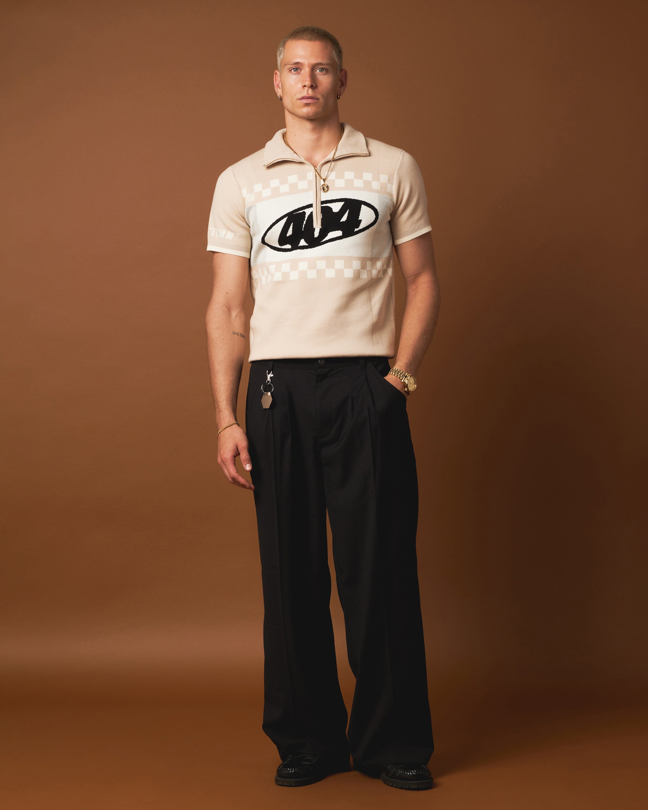 404 Knit Cycling Polo Shirt Tan、mySite、zt4zffjzw