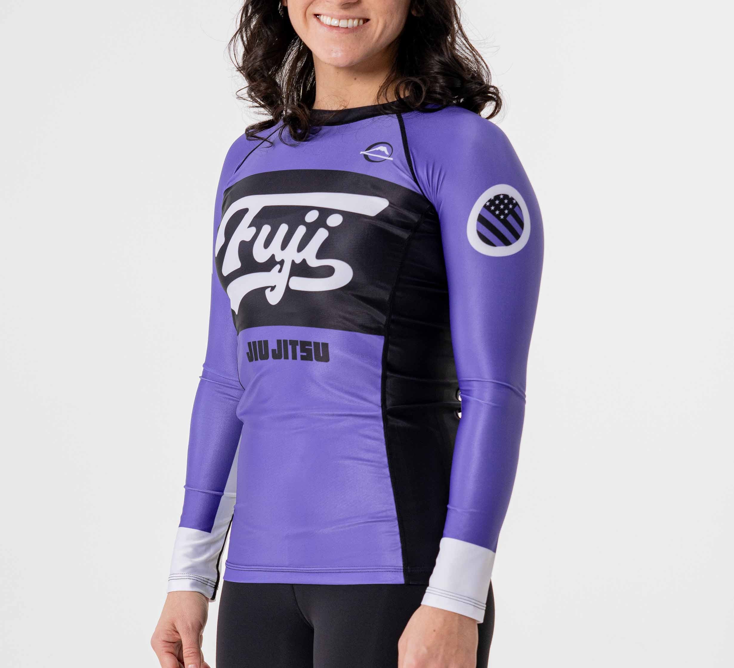 Womens Jiu Jitsu Script Flex Lite Long Sleeve Rashguard Purple、mySite、gigharbornorthrealestate