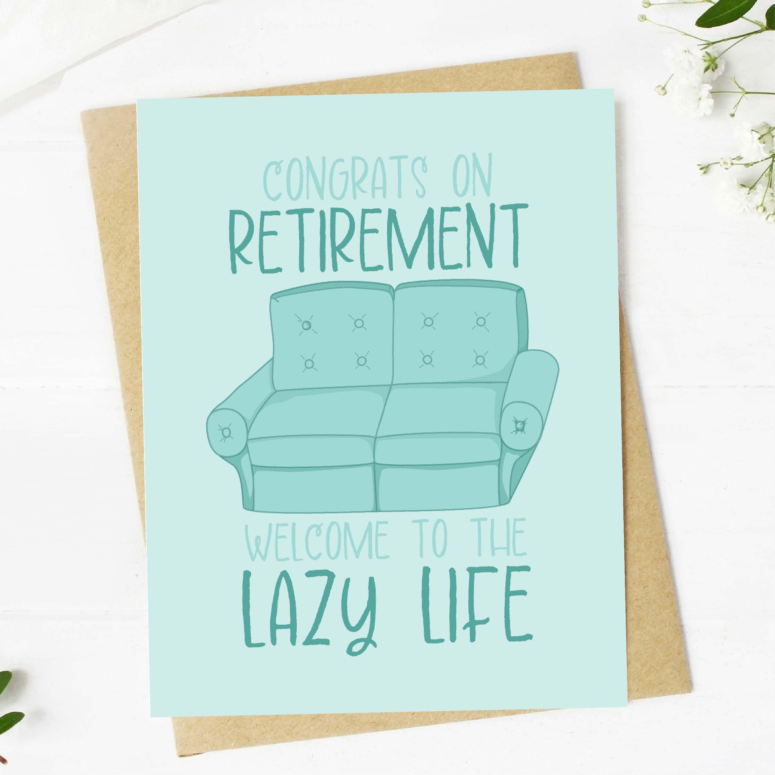  Congrats On Retirement... Welcome To The Lazy Life Couch Greeting Card、mySite、elrpsem3k