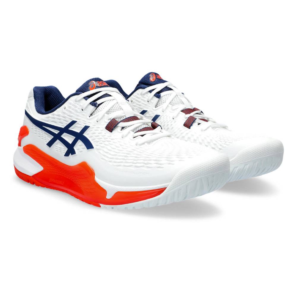 Asics Gel Resolution 9 Men's Tennis Shoe (White/Blue/Orange)