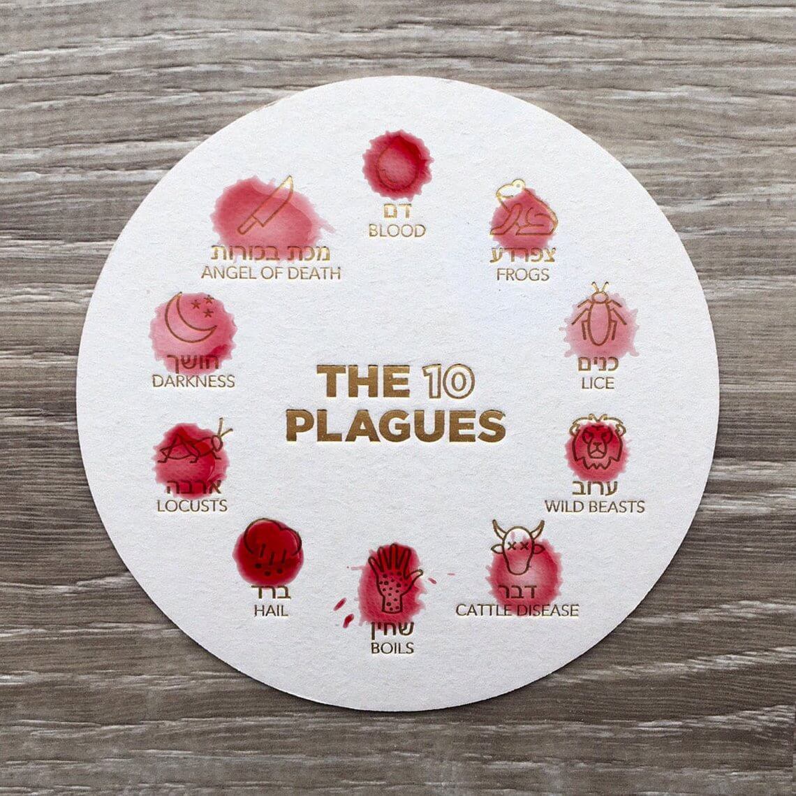 Gold 10 Plagues Passover Coasters, Set of 18、mySite、topwebapps