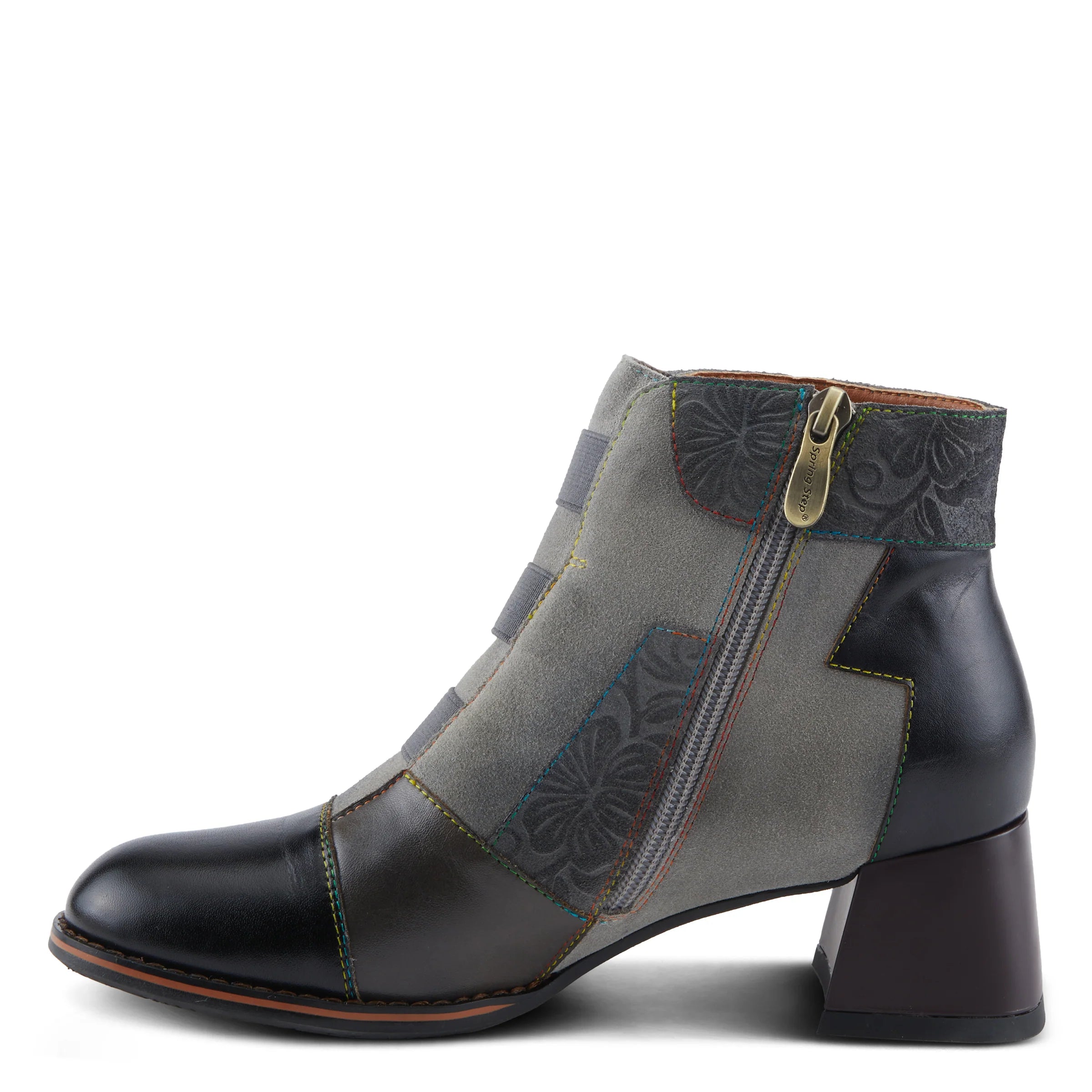  L'Artiste by Spring Step Women's Copine Chunky Heel Bootie - Black Multi、mySite、preschool7hills