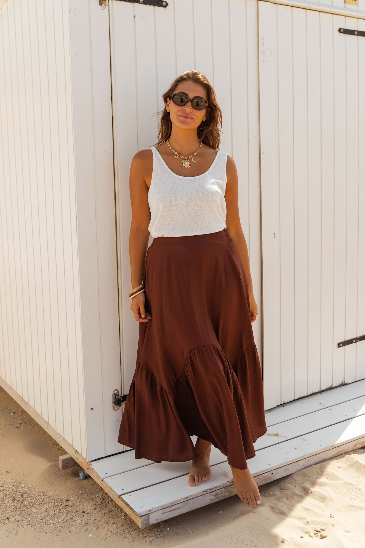 White pleated skirt