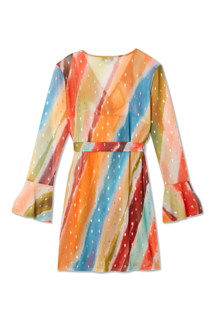 Sunset Stripe Mini Wrap Dress、mySite、solidvoid