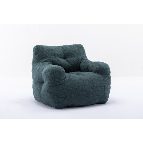 010-Soft Teddy Fabric Tufted Foam Bean Bag Chair With Teddy Fabric Ivory White、、casual