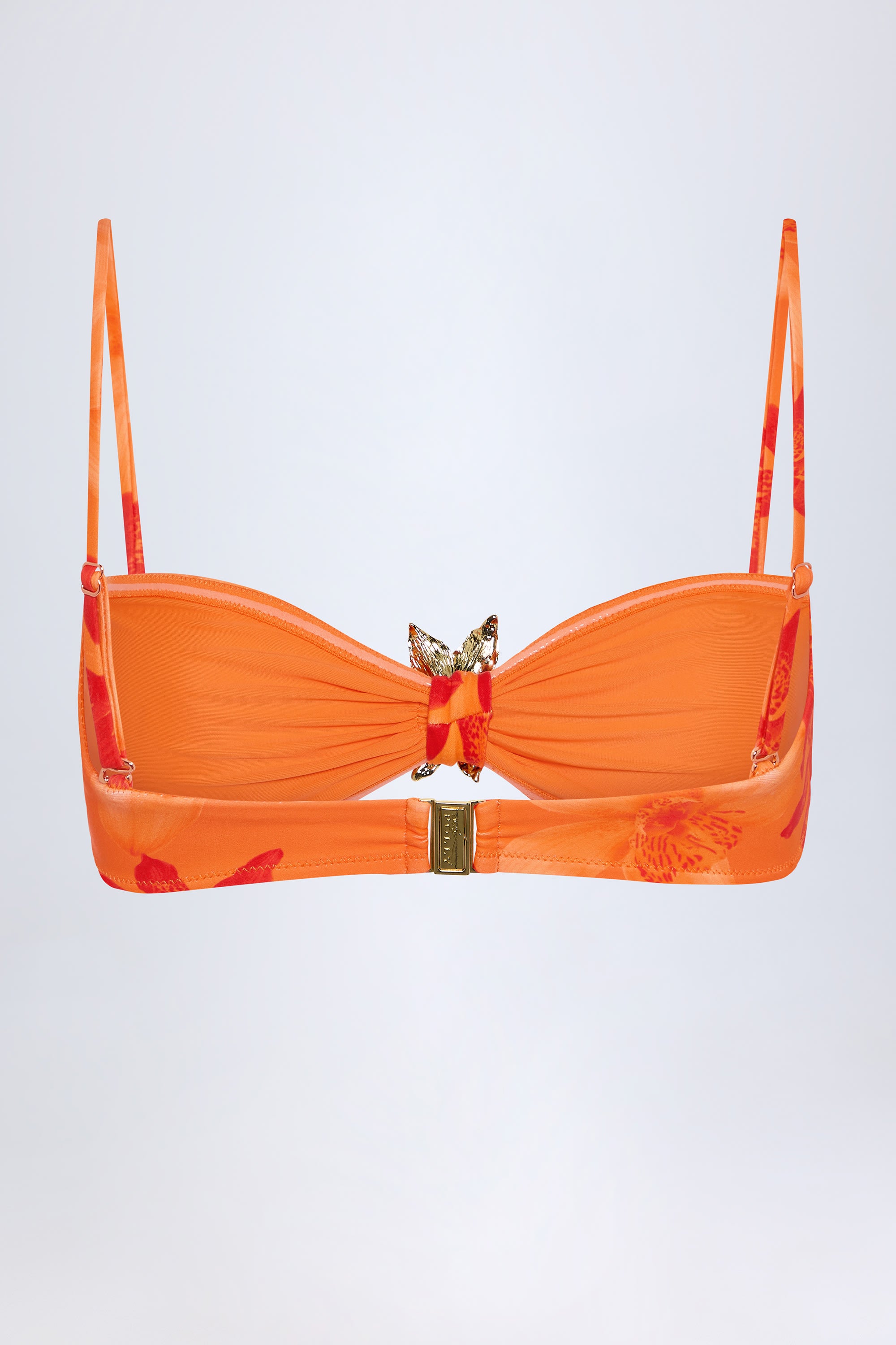  Hardware-Detail Halterneck Bikini Top in Orange Orchid Print、mySite、sugarbowlscore