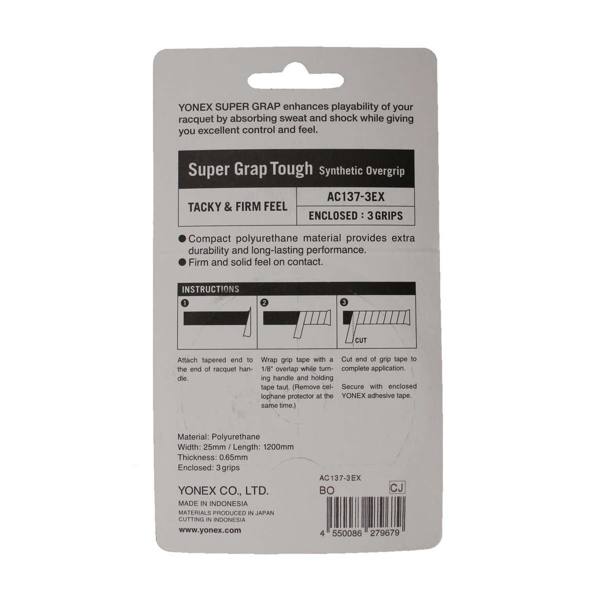 Yonex Super Grap Tough Overgrip 3 Pack (Orange)