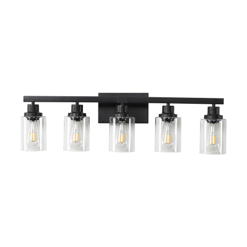 37" Modern 6-Light Bathroom Vanity Light Fixture - Brushed Nickel Finish with Clear Glass Shades, Perfect for Bathroom, Vanity, and Dressing Area Lighting (No Bulbs)、、eastwooduniform