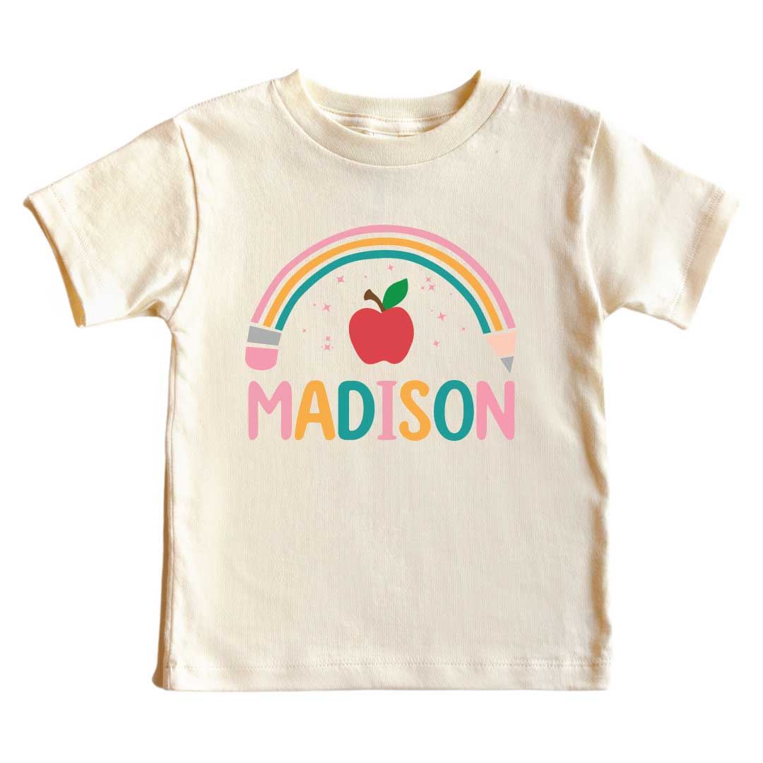  Personalized Pencil Rainbow Kids Graphic Tee | Natural、mySite、layawaytickets