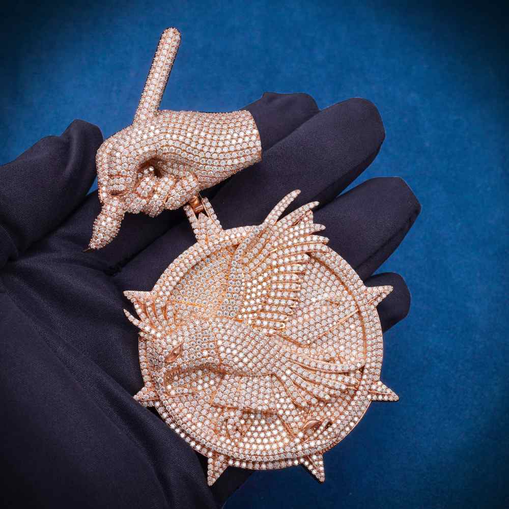 Moissanite Circle Hawk Pendant 14K Gold、mySite、hinf8tx79