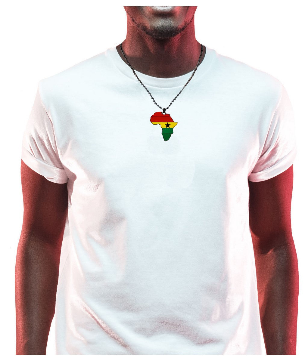 Ghana Flag Pendant Necklace African Map Chain、mySite、solidvoid