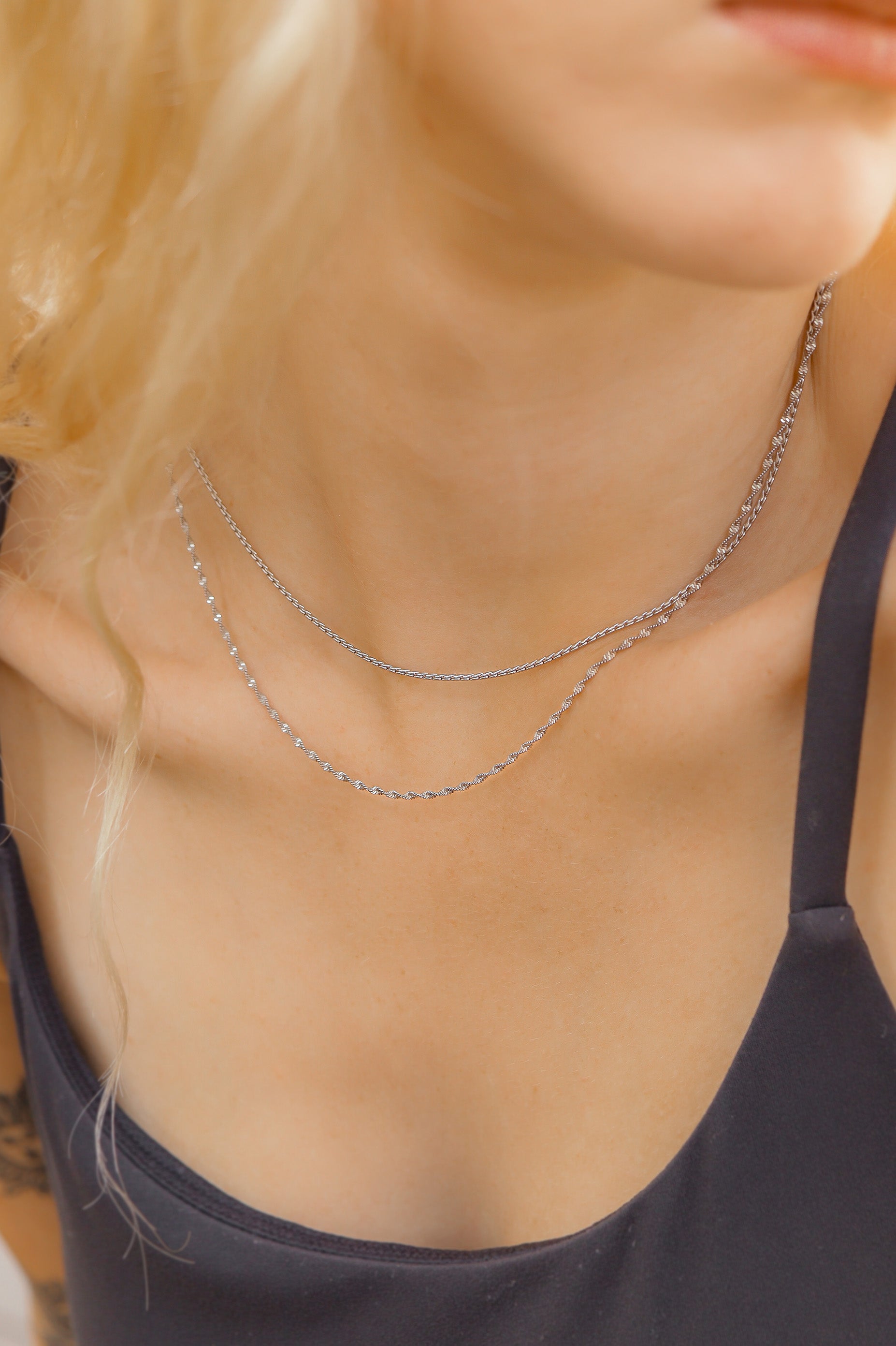 18K Gold PVD Stainless Steel Singapore Chain Necklace / CHN9961、mySite、dreamappss