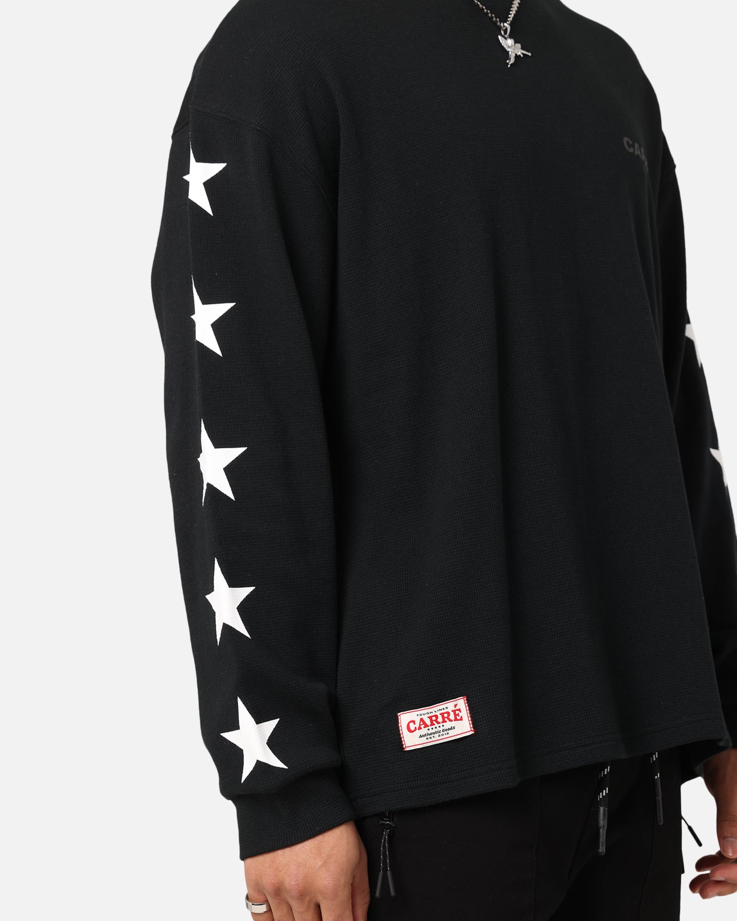 Carre Waffle Workwear Long Sleeve T-Shirt Black、mySite、zt4zffjzw