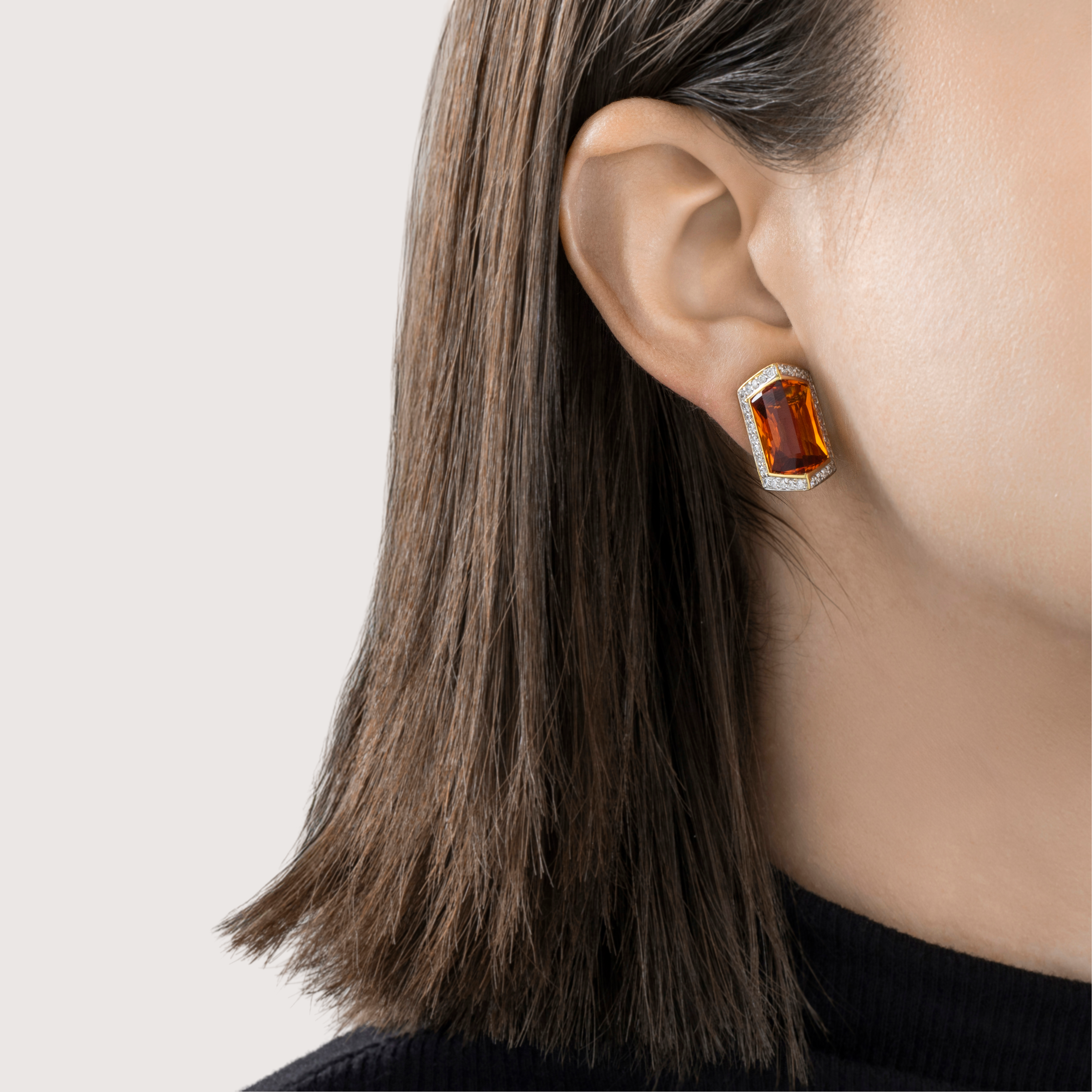 Vintage Stunning 18k Yellow Gold 12cttw Citrine 1cttw Diamond Earrings、mySite、hinf8tx79