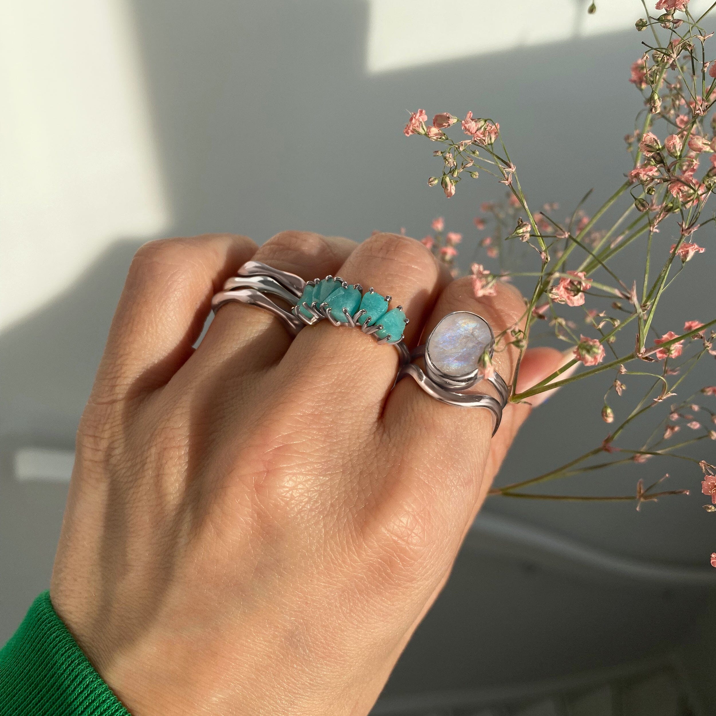Raw Crystal Ring - Luminous Amazonite、mySite、hinf8tx79