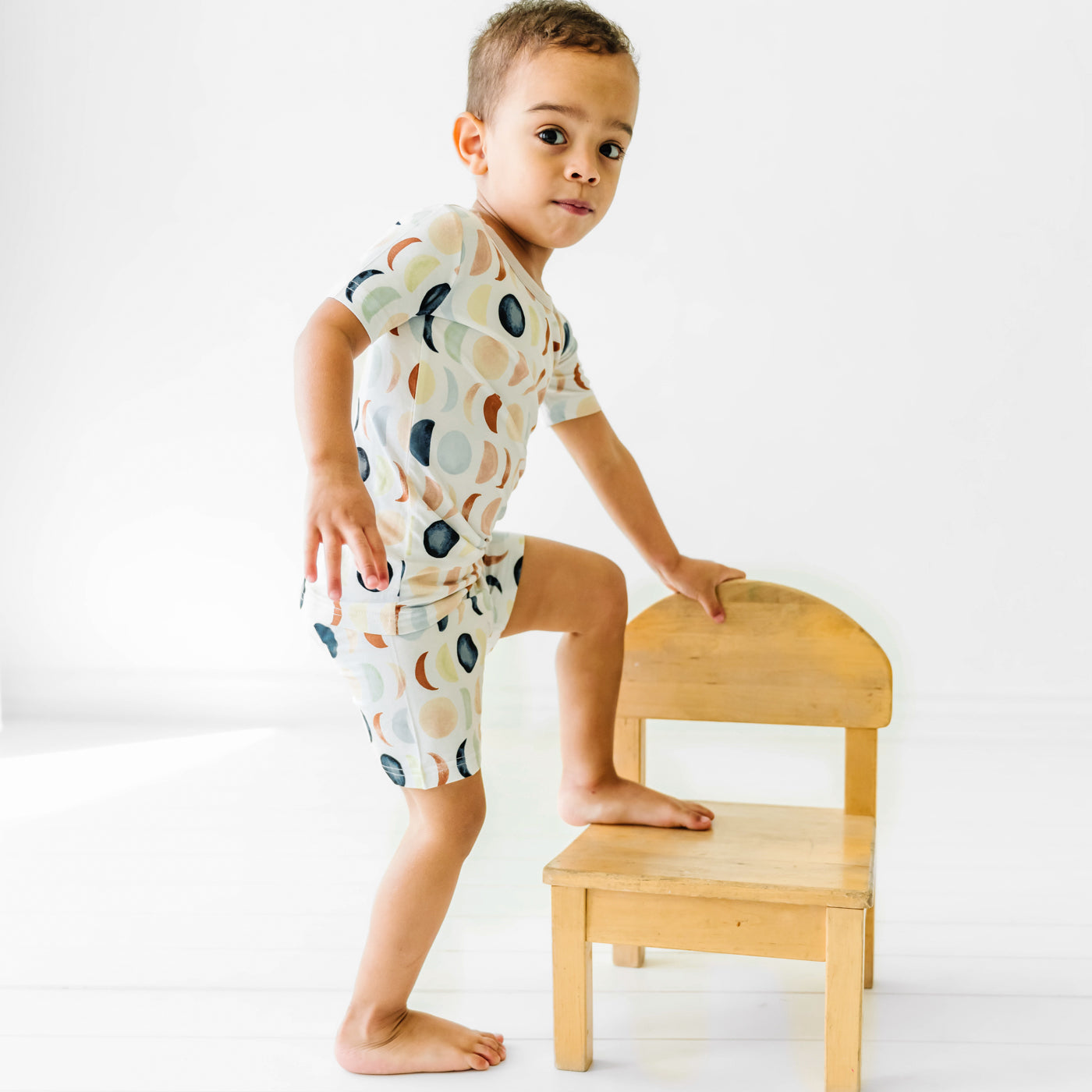  Luna Neutral Two-Piece Short Sleeve & Shorts Pajama Set、mySite、layawaytickets