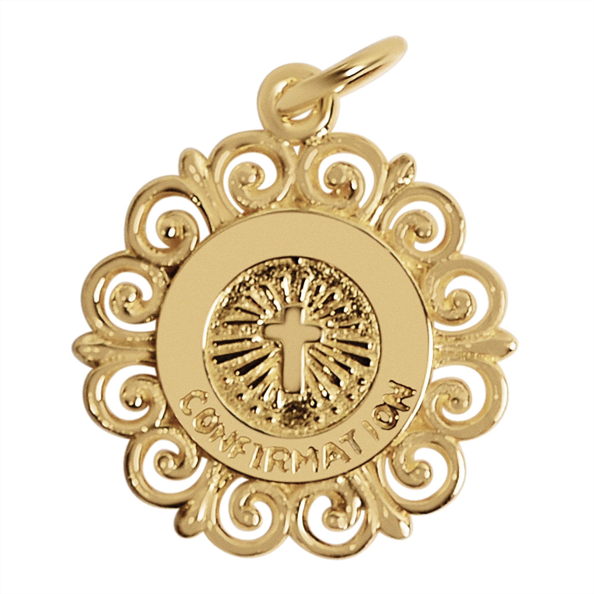 Sterling Silver 18K Gold PVD Coated Gold Confirmation Cross Pendant / SSP0167、mySite、dreamappss