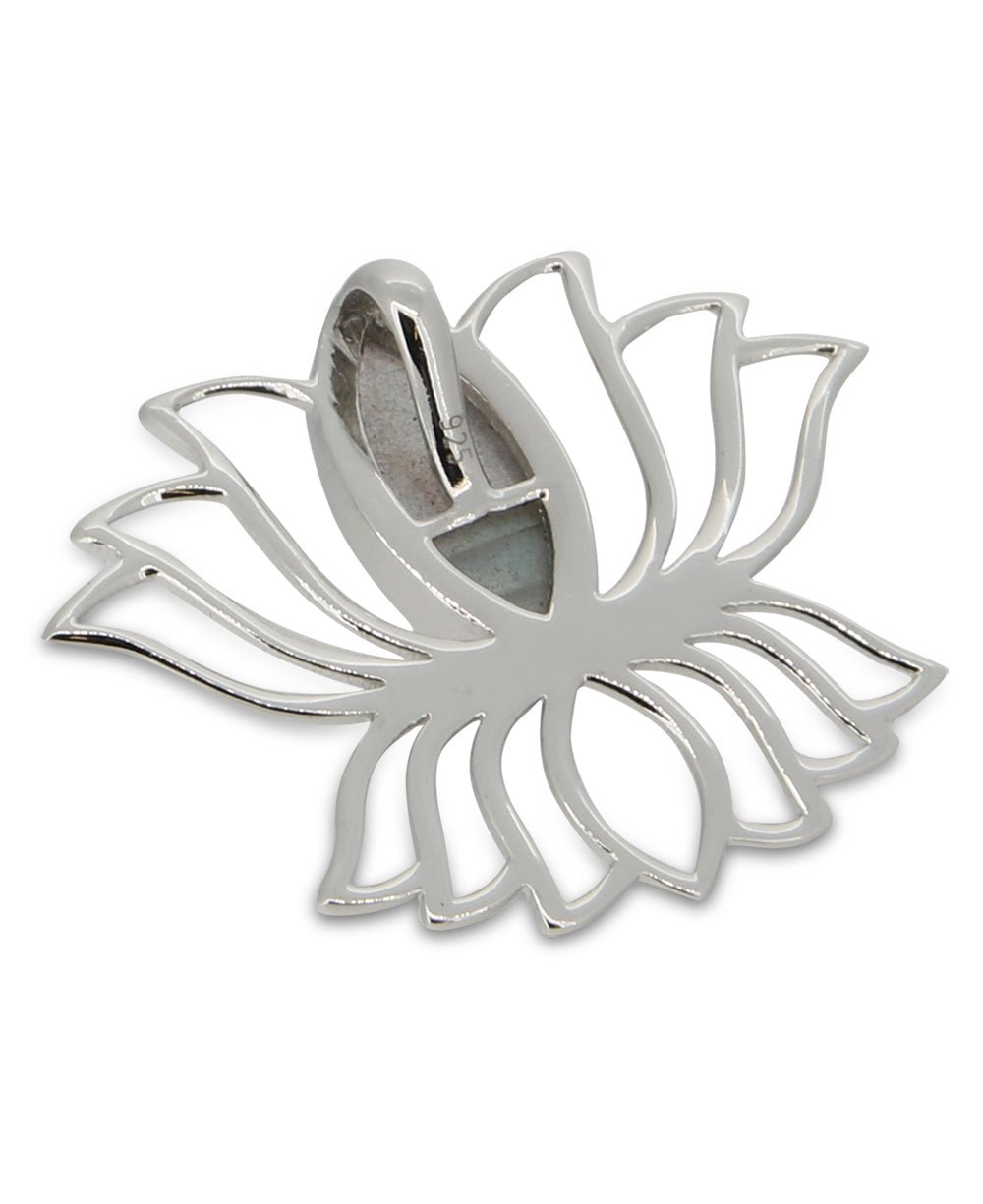 Sterling Silver Labradorite Gemstone Lotus Pendant、mySite、topwebapps