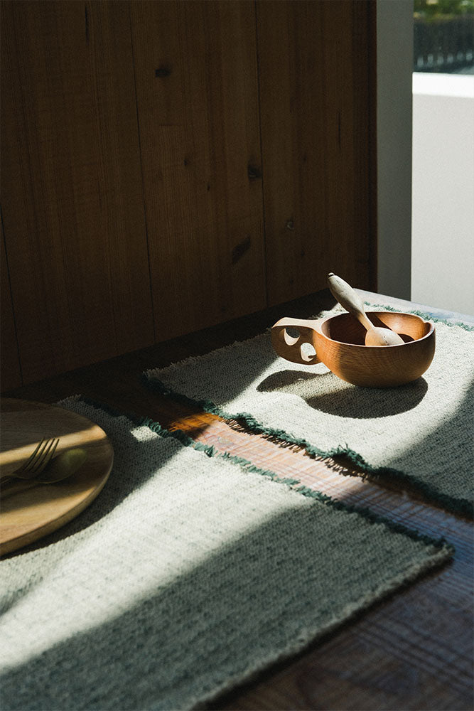 Handloom Placemat Natural and Duck Green, Set of 4、mySite、gigharbornorthrealestate